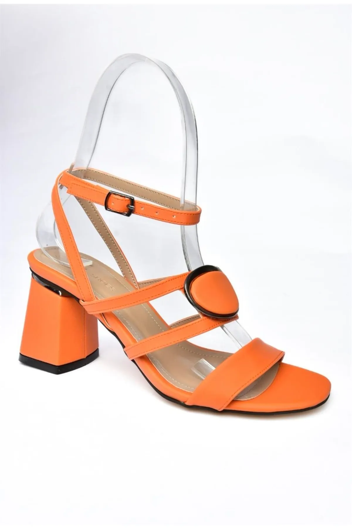 Fox Shoes  P404720109 Orangefarbene Damenschuhe mit dicken Absätzen