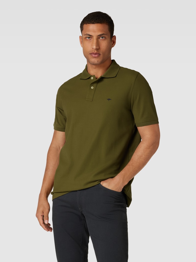 Poloshirt aus Baumwolle mit Label-Detail in olivgrün