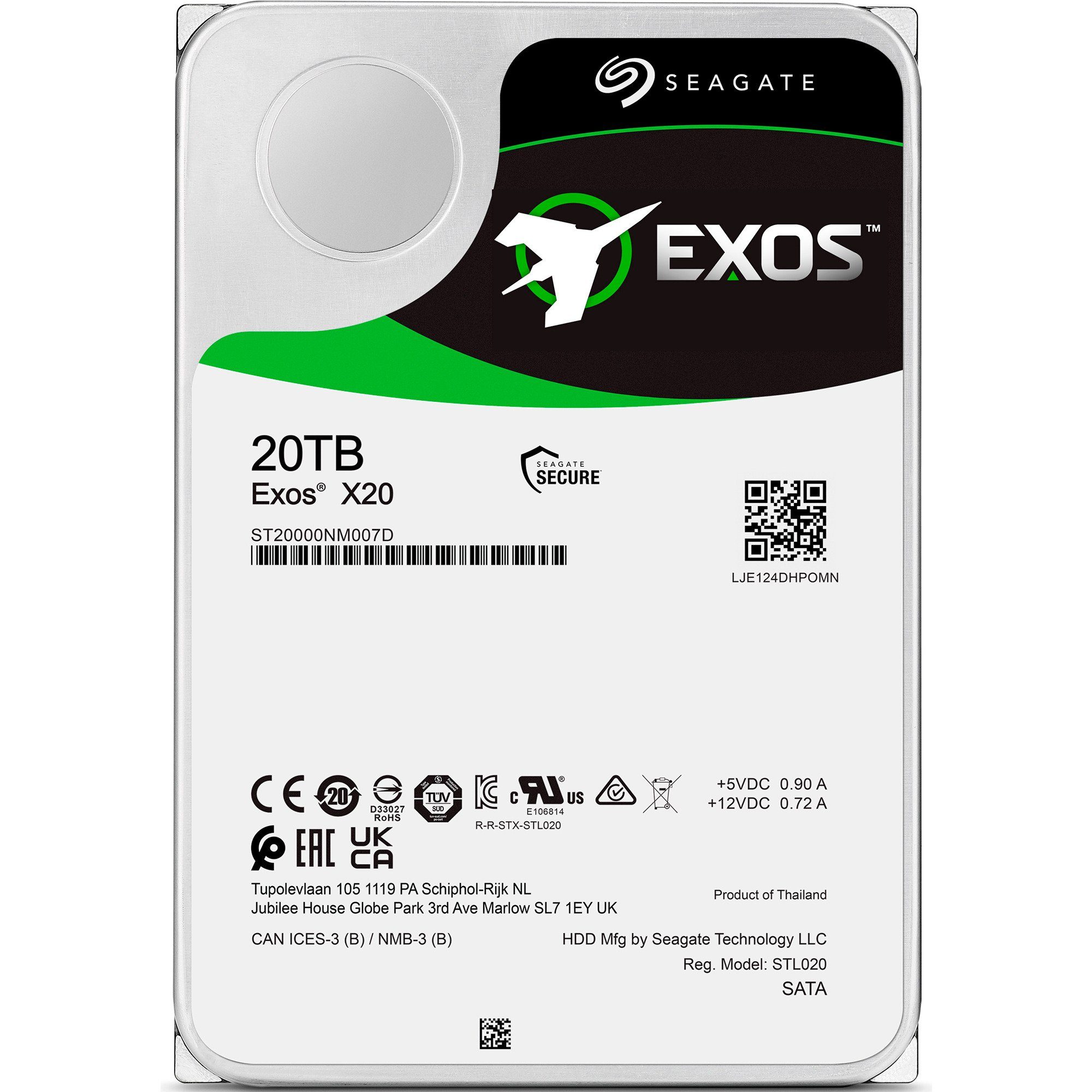 Seagate Seagate Exos X20 20 TB, Festplatte, (SATA 6 Gb/s, HDD-Festplatte (20.000 GB) 3,5