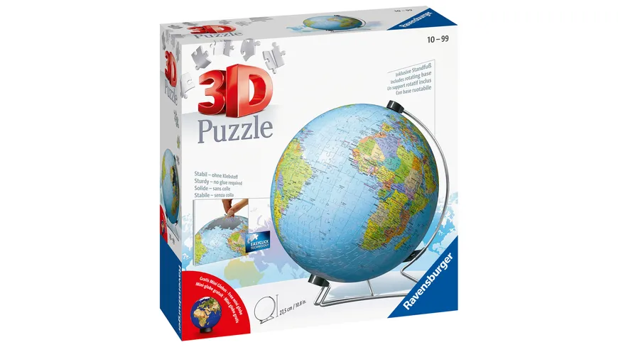 Ravensburger Puzzle - 3D Puzzle-Ball - Globus in deutscher Sprache, 540 Teile
