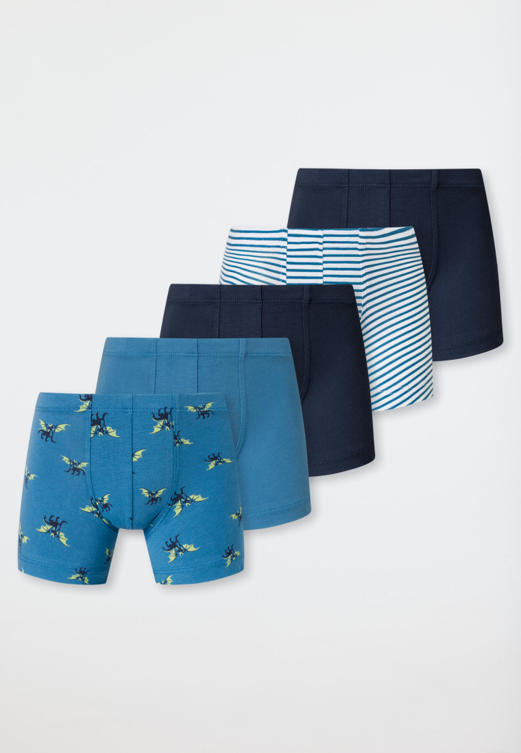 Shorts 5er-Pack Organic Cotton Softbund Streifen und Drachen - 95/5
