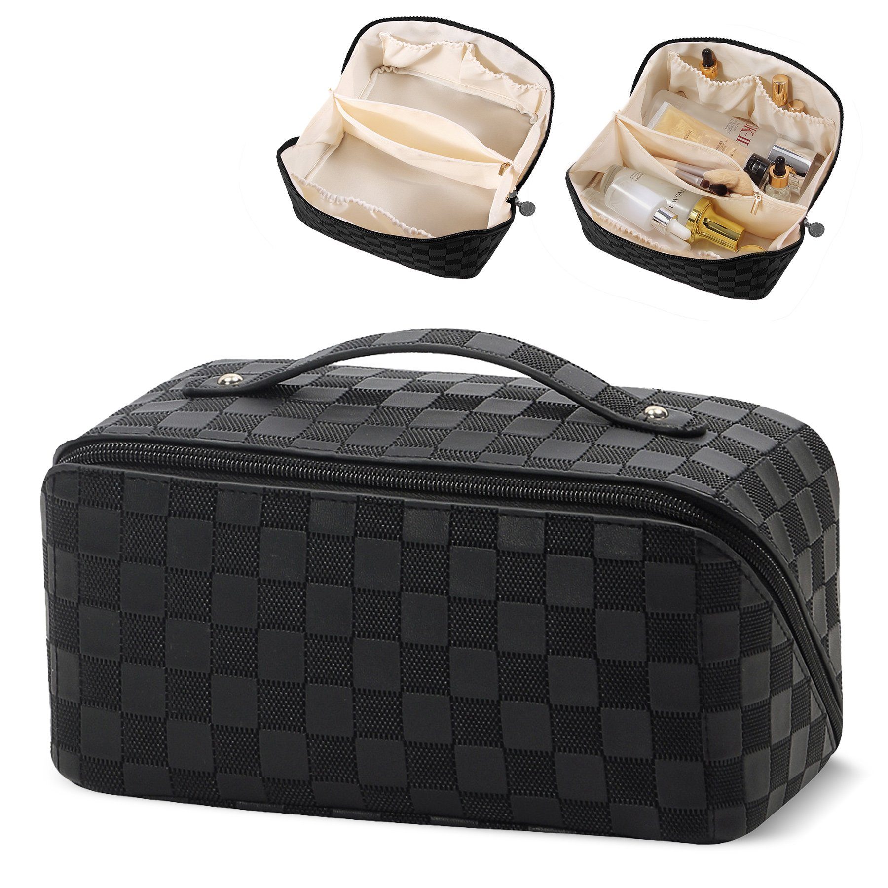 CALIYO Kosmetiktasche Groß Kapazität Kosmetiktasche Damen Mäppchen Make Up Bag Schminktasche, Federmäppchen Kosmetik Reise Täschchen Wasserdichter mit Fächern