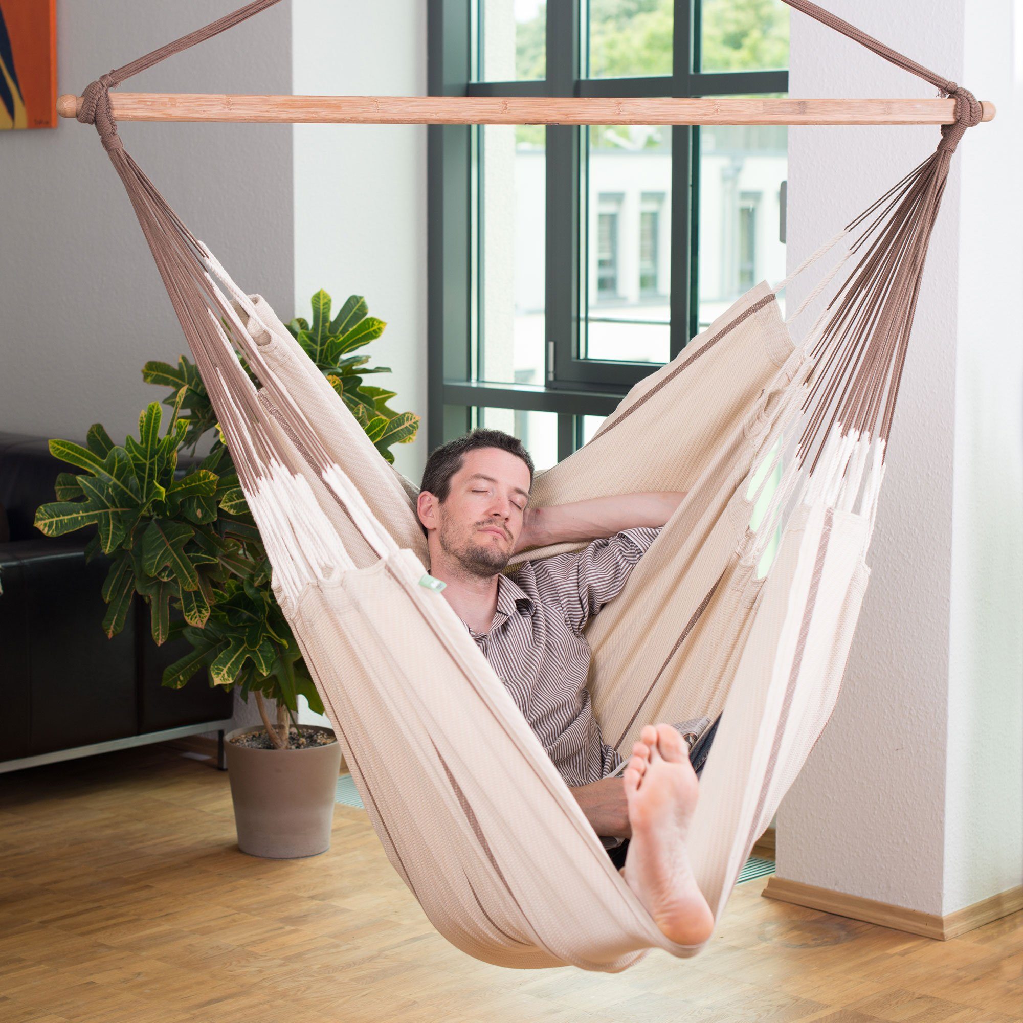 La Siesta Hängestuhl Hängestuhl Hängesessel Lounger HABANA Nougat Bio Baumwolle La Siesta, Hochwertige Qualität