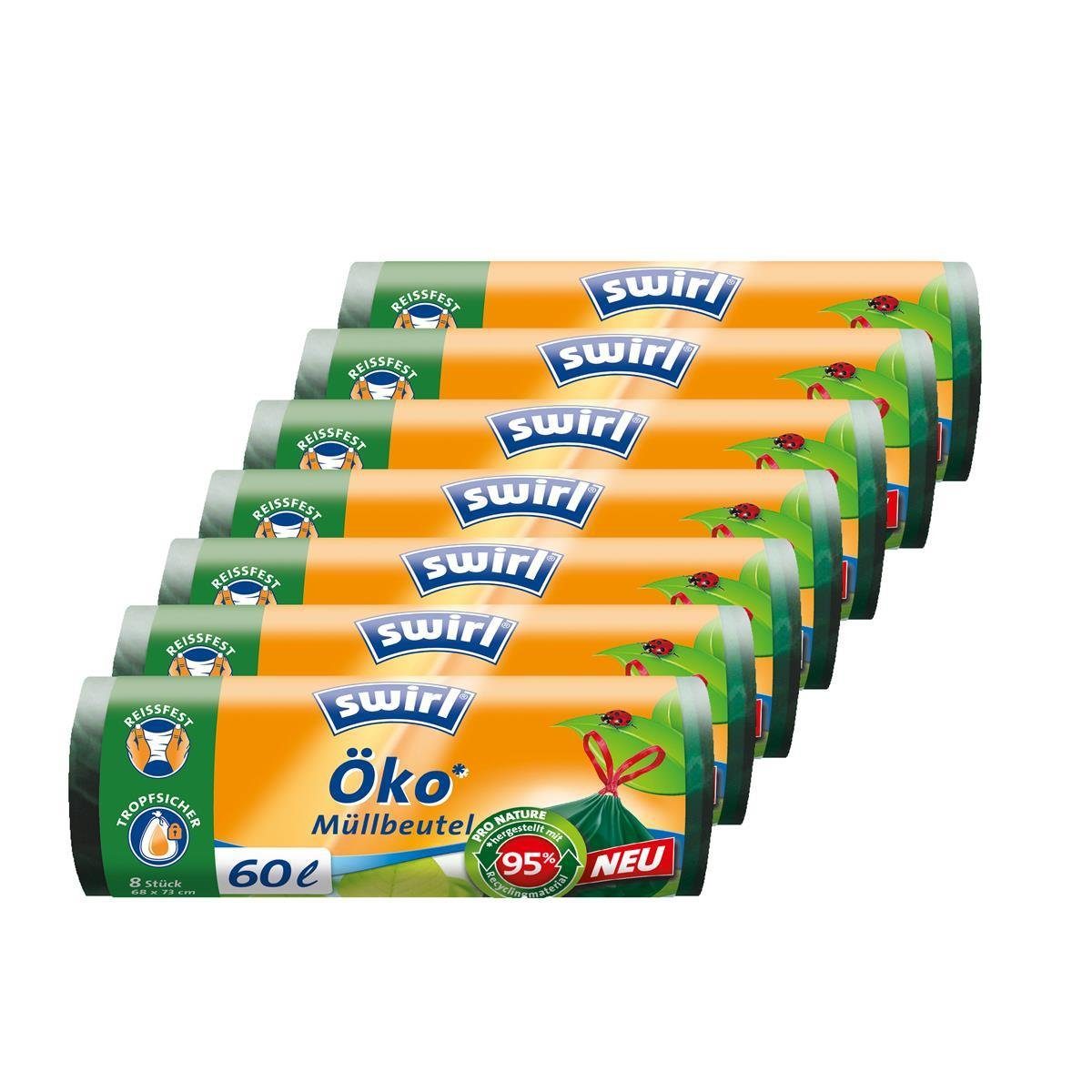 Swirl Müllbeutel Swirl Öko Müllbeutel 60L 8 stk./ Rolle mit Zugband (7er Pack)