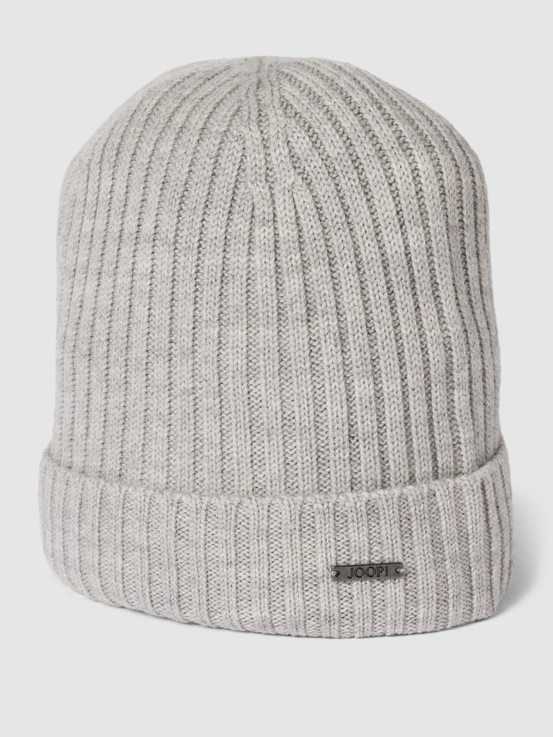 Beanie mit Label-Applikation Modell 'FRANCIS' in mittelgrau