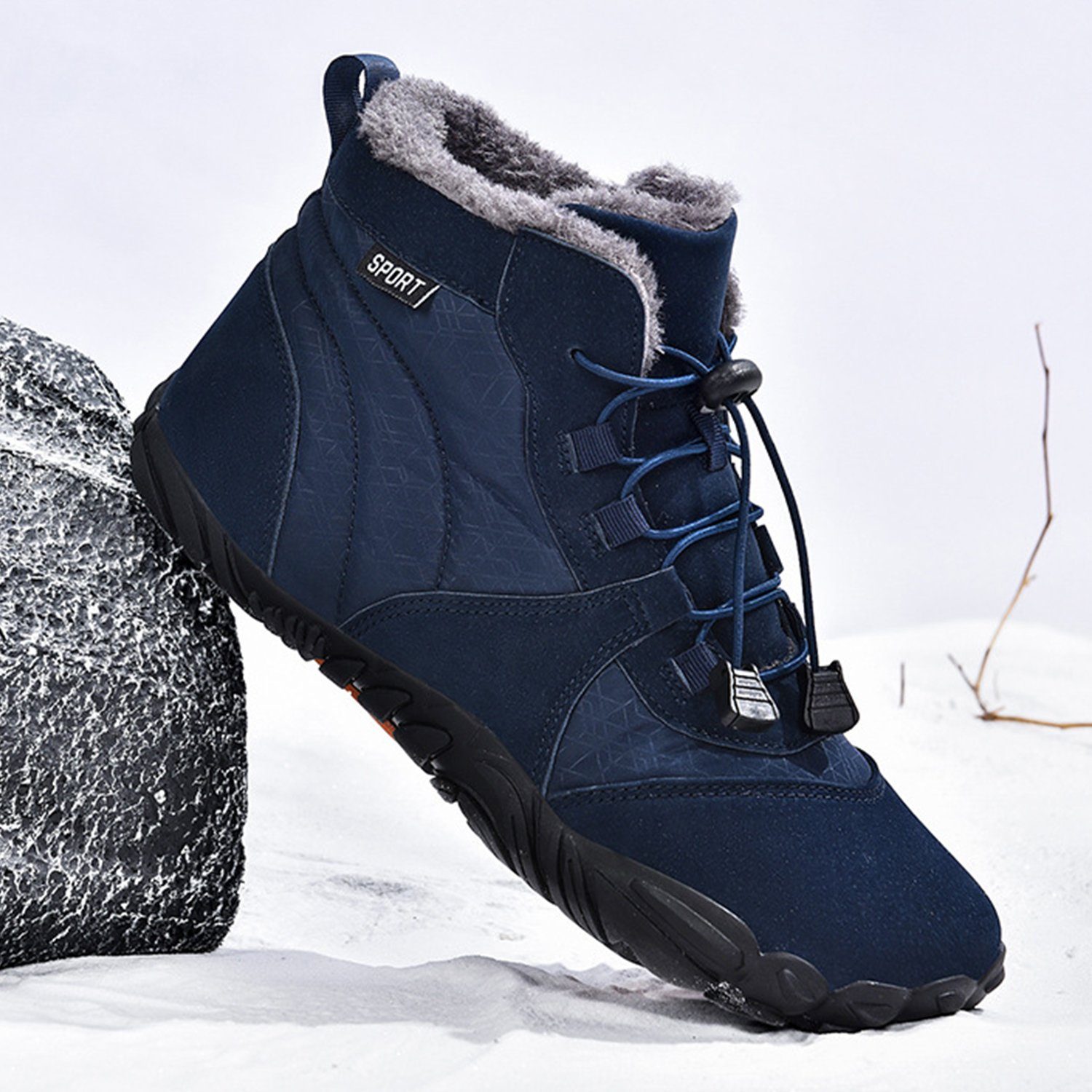 Daisred Barfußschuhe Winter Herren Wasserdicht Traillaufschuhe Snowboots