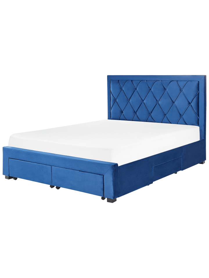 Beliani Doppelbett LIEVIN in Blau - (W) 165 x (H) 122 x (L) 217 cm günstig kaufen onesize