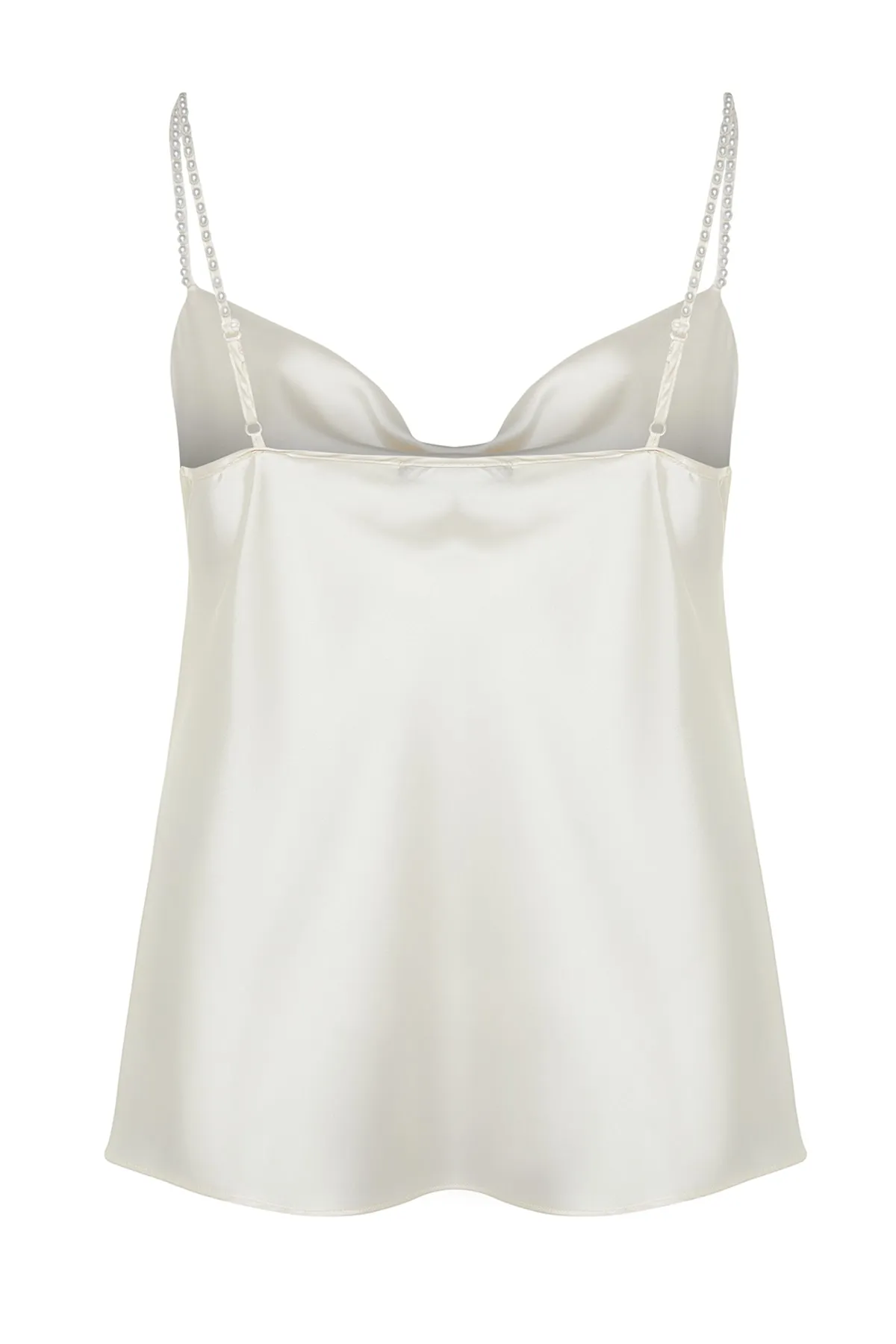 Trendyol Curve  Ecrufarbene Basic-Bluse aus Satin mit tiefem Ausschnitt