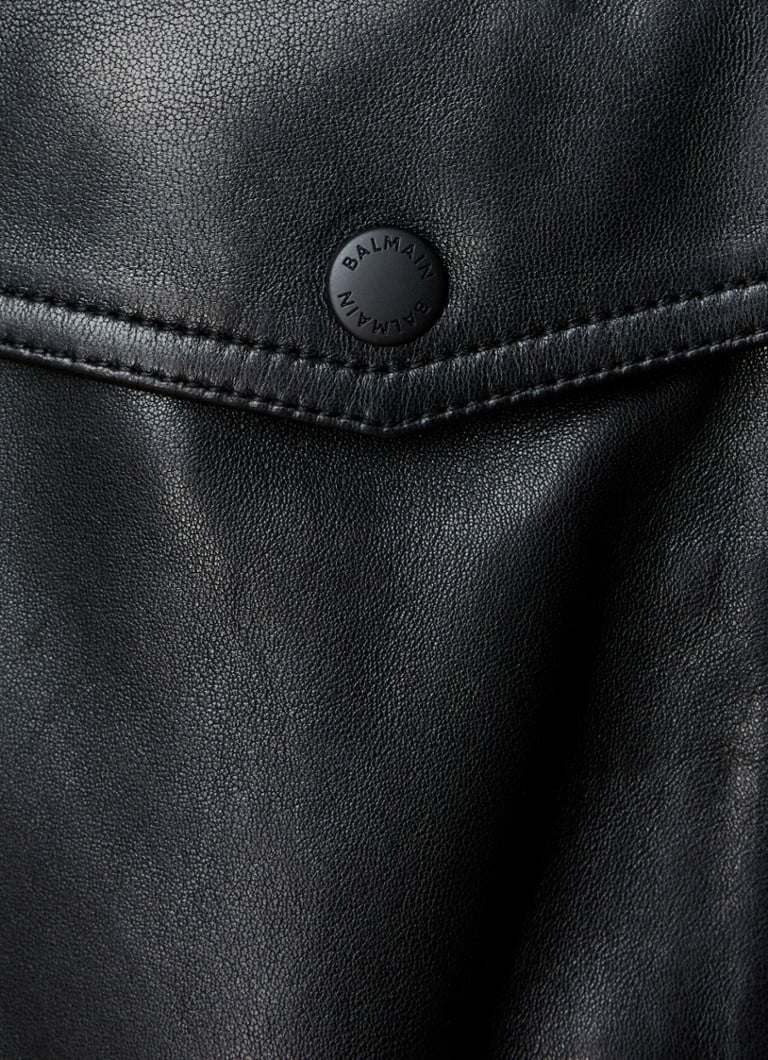 Jachetă Balmain din piele de miel cu buzunare cu clapă