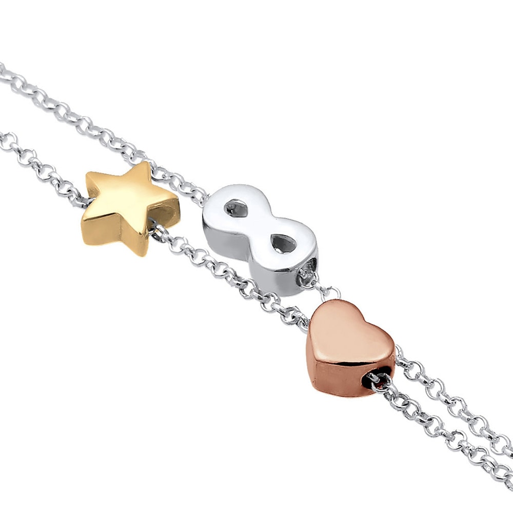 Elli Elli Bracelet Infinity Herz Sterne Tri-Color 925 Silber Bracelet