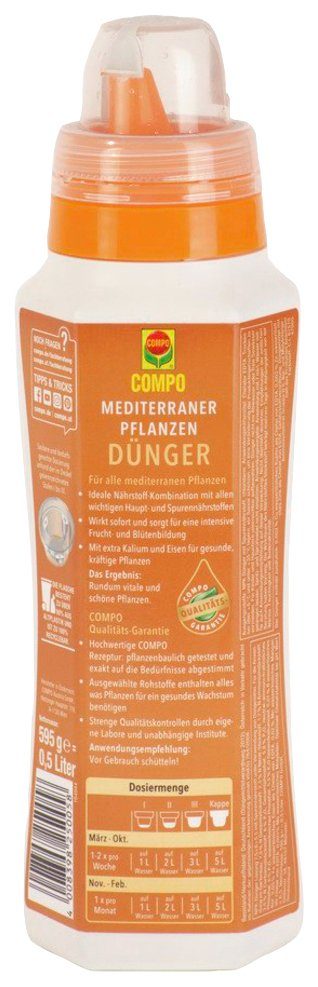 Compo Pflanzendünger, Mediterraner Pflanzendünger, 500 ml