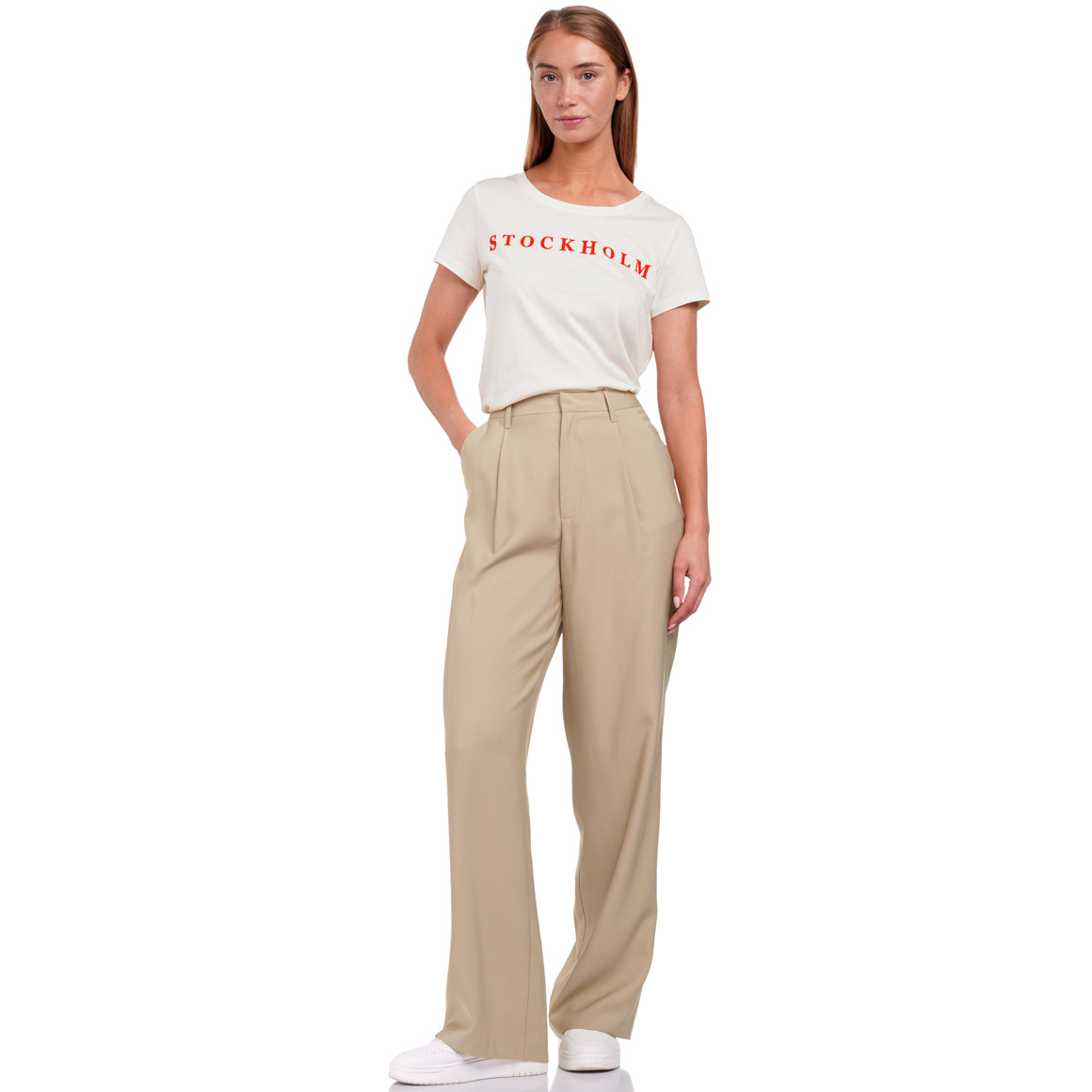 Damen Straight-Hose mit Bundfalte
