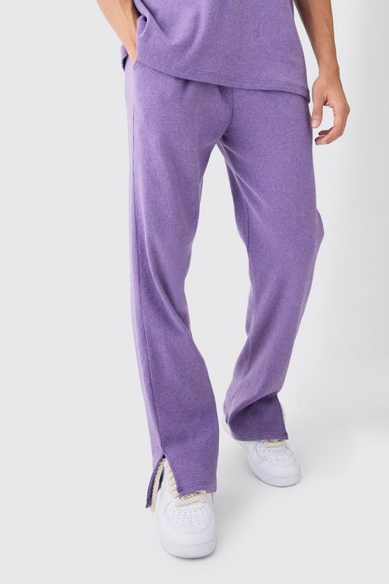 Geripptes Ottoman T-Shirt & Jogginghose mit geteiltem Saum