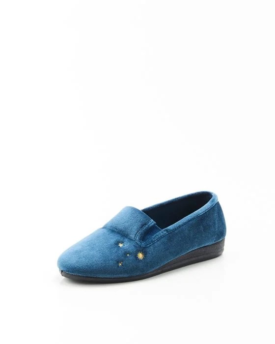 Ballerines brodées aspect velours
