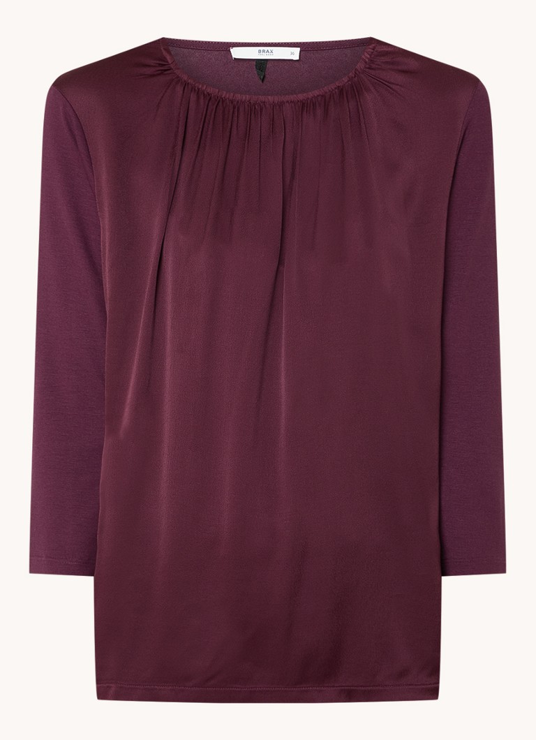 Top BRAX Clara in raso con scollo rotondo