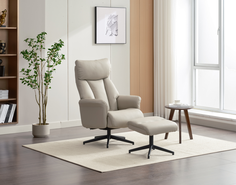 Happy Home Happy Home gepolsteter Relaxsessel mit Hocker HWP61-BEI beige