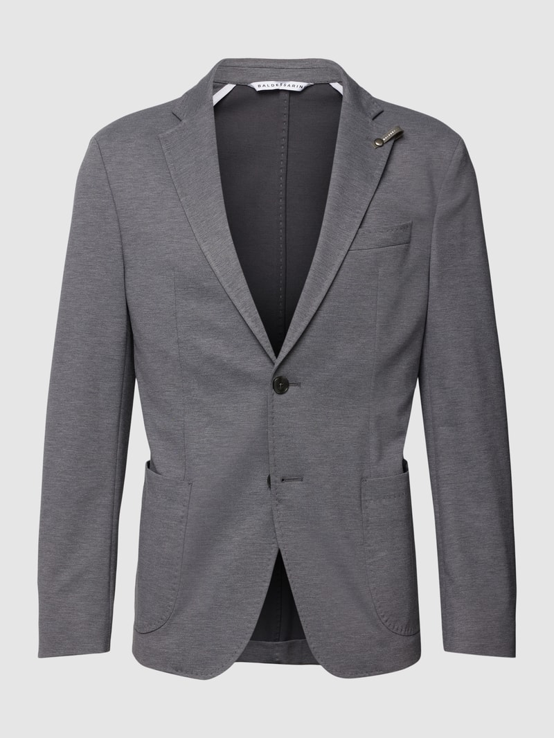 Slim Fit 2-Knopfsakko mit Anstecknadel Modell 'Seba' in silber meliert