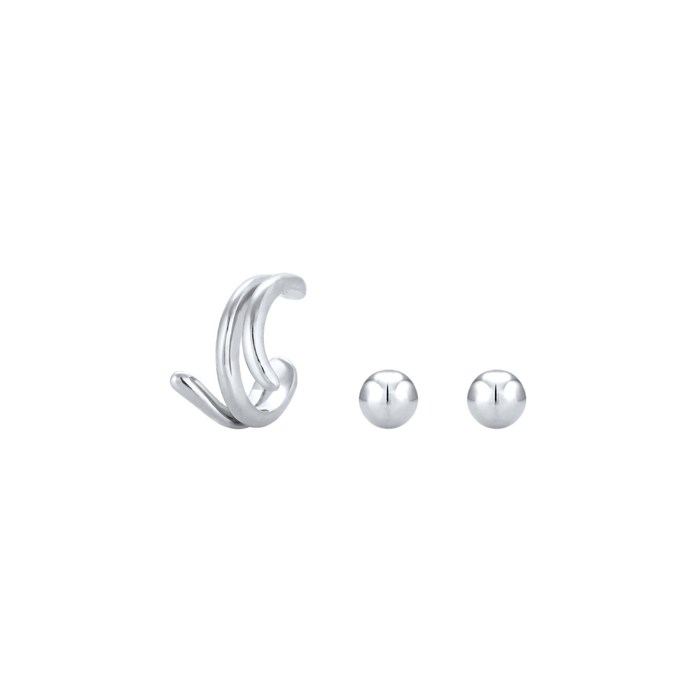 Elli Elli Boucles d'Oreilles Set Earcuff Minimal Basic Clous d'Oreille Femme - (925/10 Boucles d'oreilles