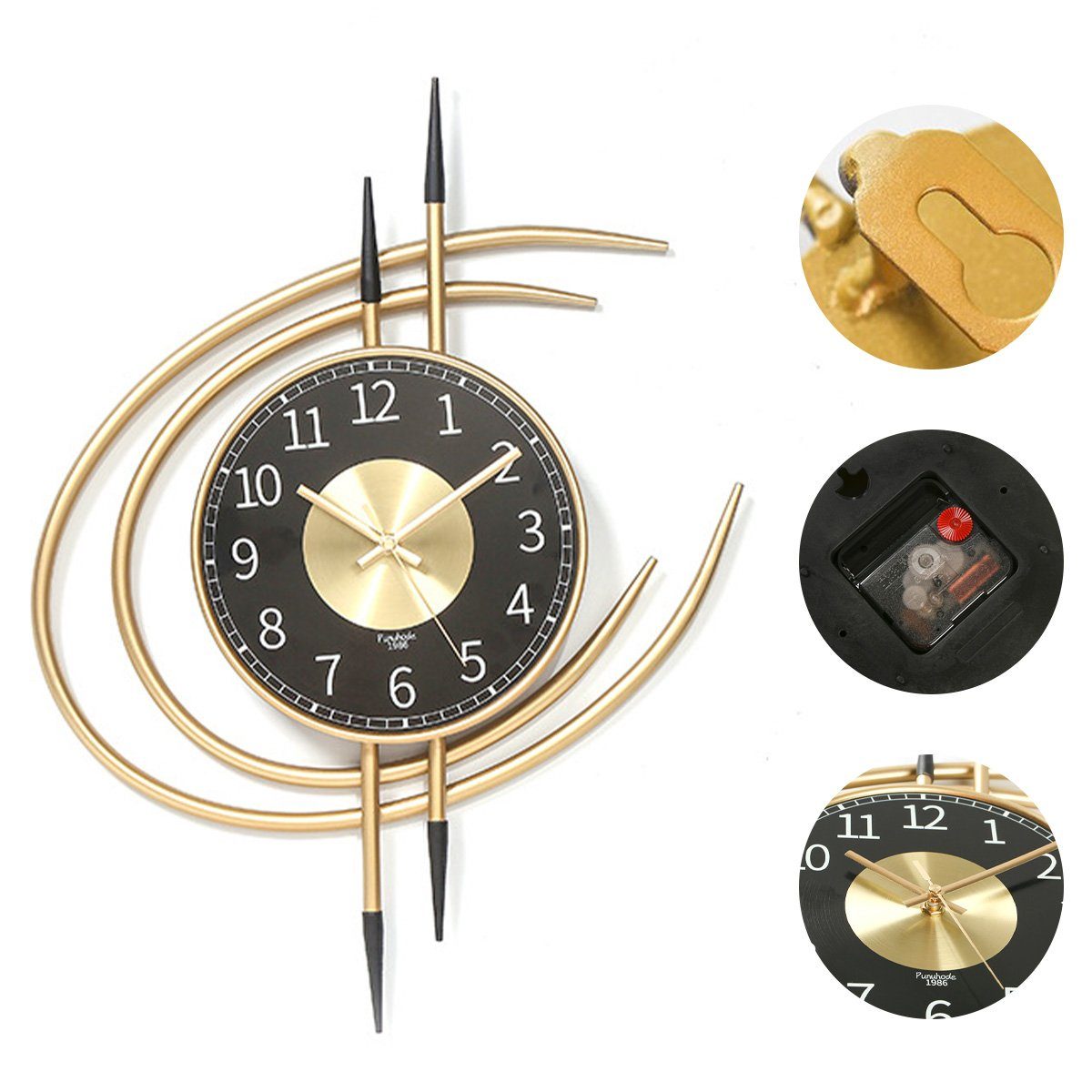 Hikeren Wanduhr Leichte Luxus-Wanduhr, 54*41*4 Stumm Wohnzimmer Hotel Wanduhr