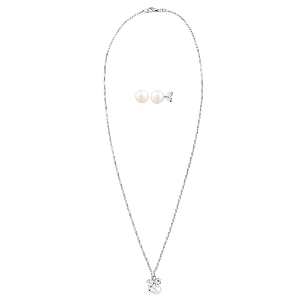 Elli Elli Ensemble de Bijoux Femmes Ange pendentif clous d'oreilles set perles de cult Bijoux