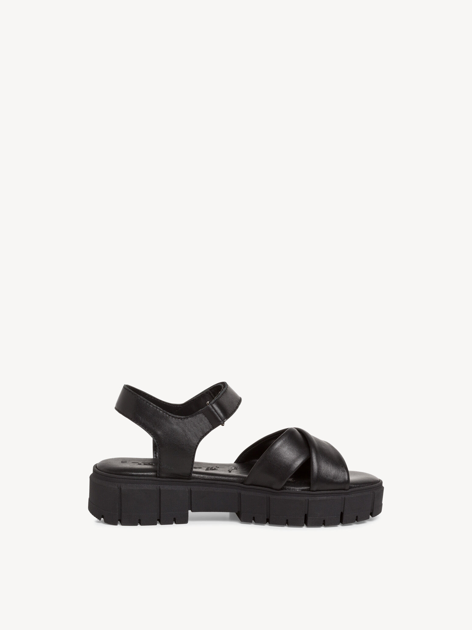Sandale à talon en cuir - noir