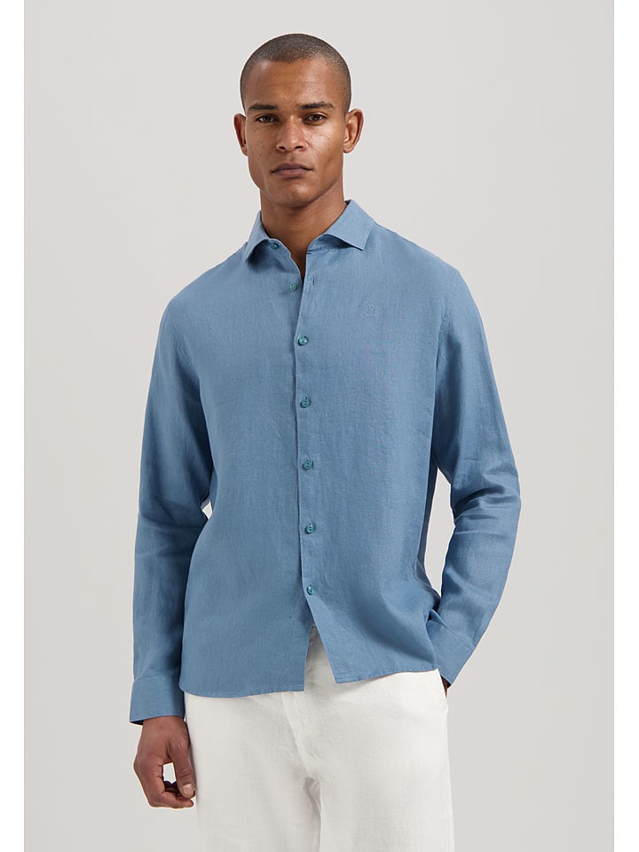 DSTREZZED Leinen-Hemd in Blau günstig kaufen