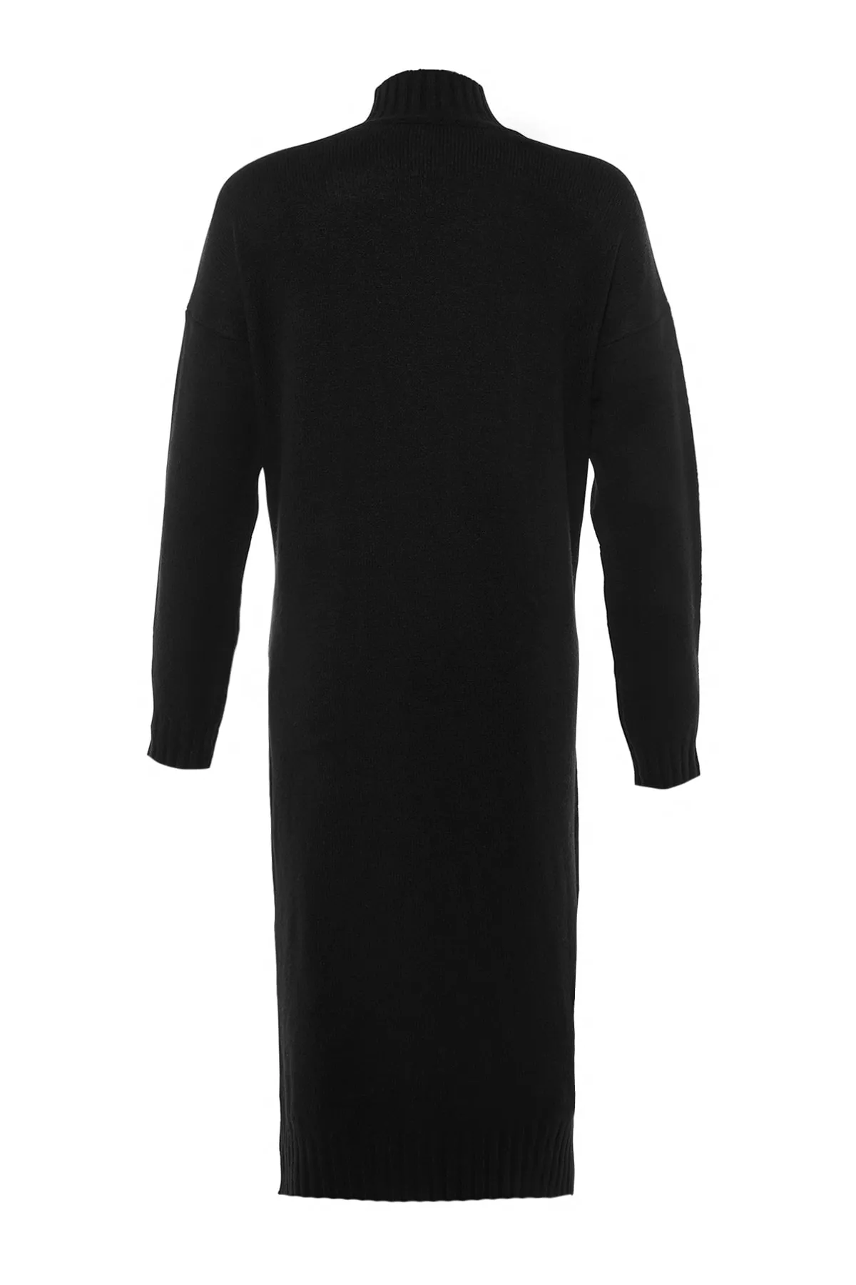 Trendyol Collection  Schwarz Schwarzes, weit geschnittenes Midi-Strickkleid mit weicher Struktur und hohem Kragen TWOAW23EL0005 Kleid TWOAW23EL0005