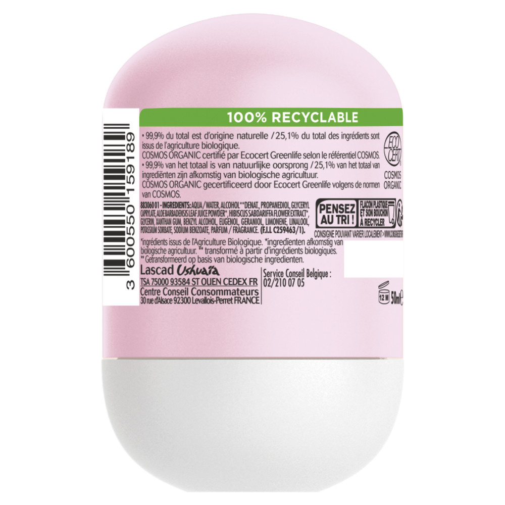 ushuaïa Ushuaia Bio Déodorant Bille Certrifié Bio Hibiscus 24h