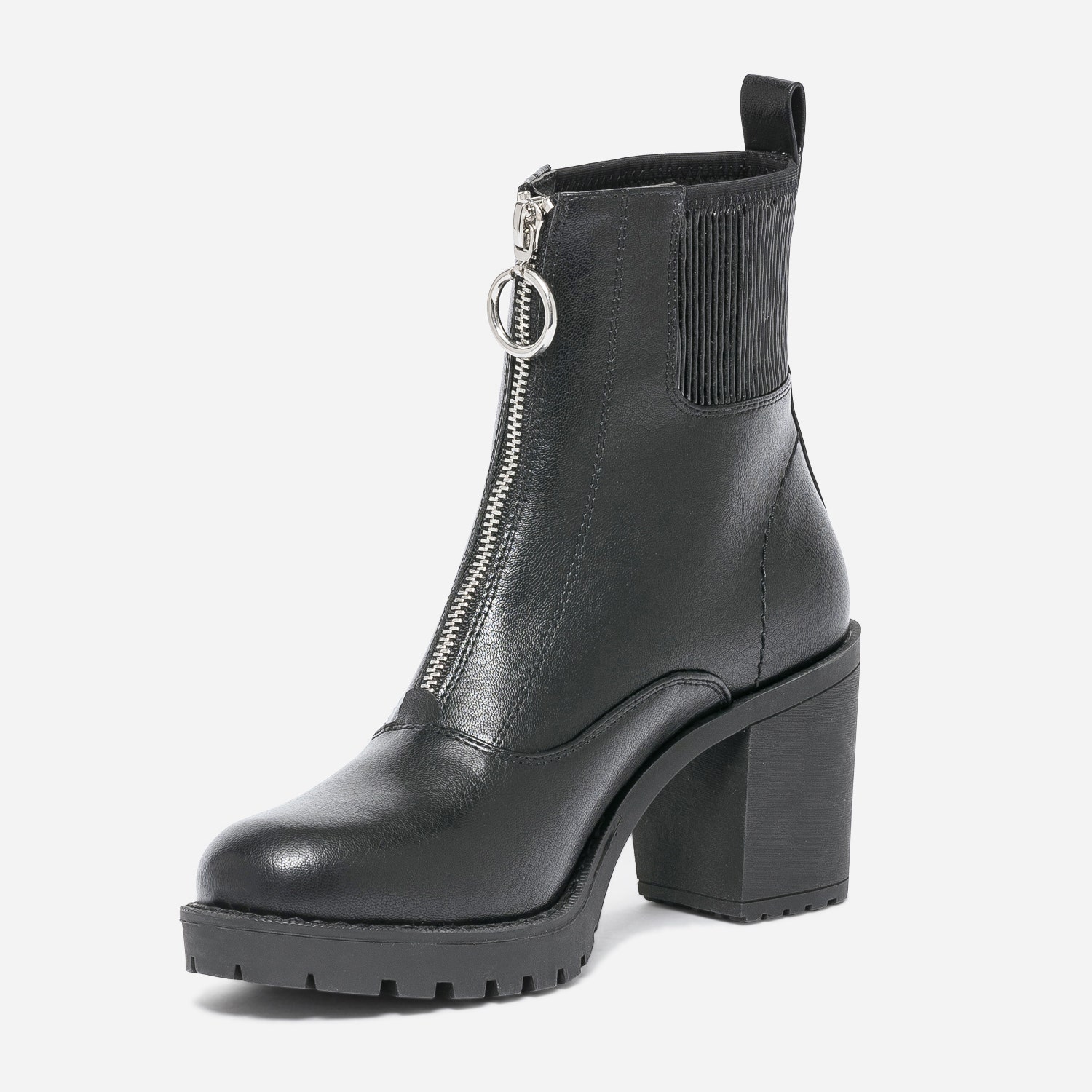 Boots TEXTO noir zippé à talon