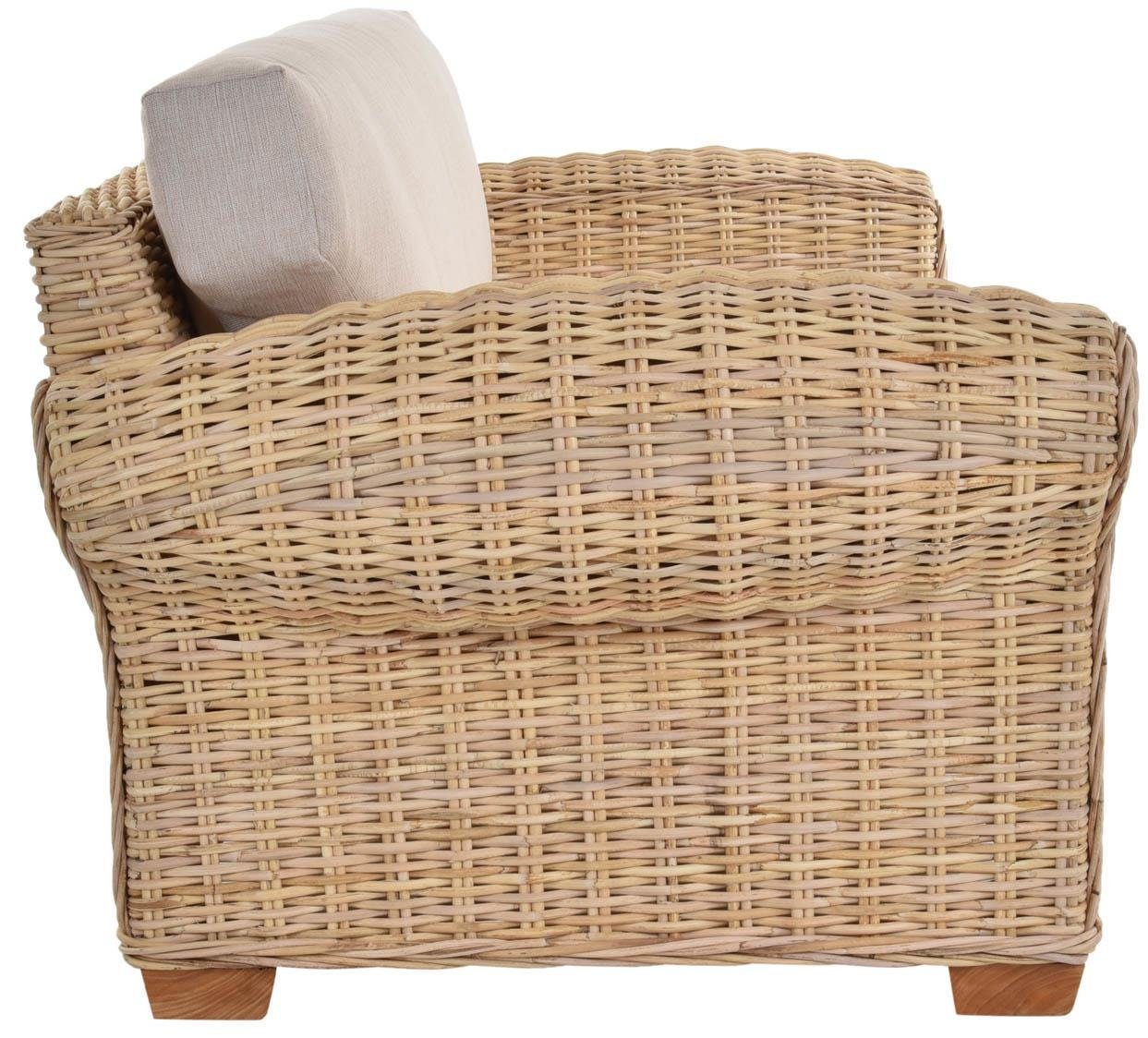 Krines Home Loungesofa Rattansofa Lounge Liegesofa Wohnzimmer Couch Rattan Sofa mit Polster
