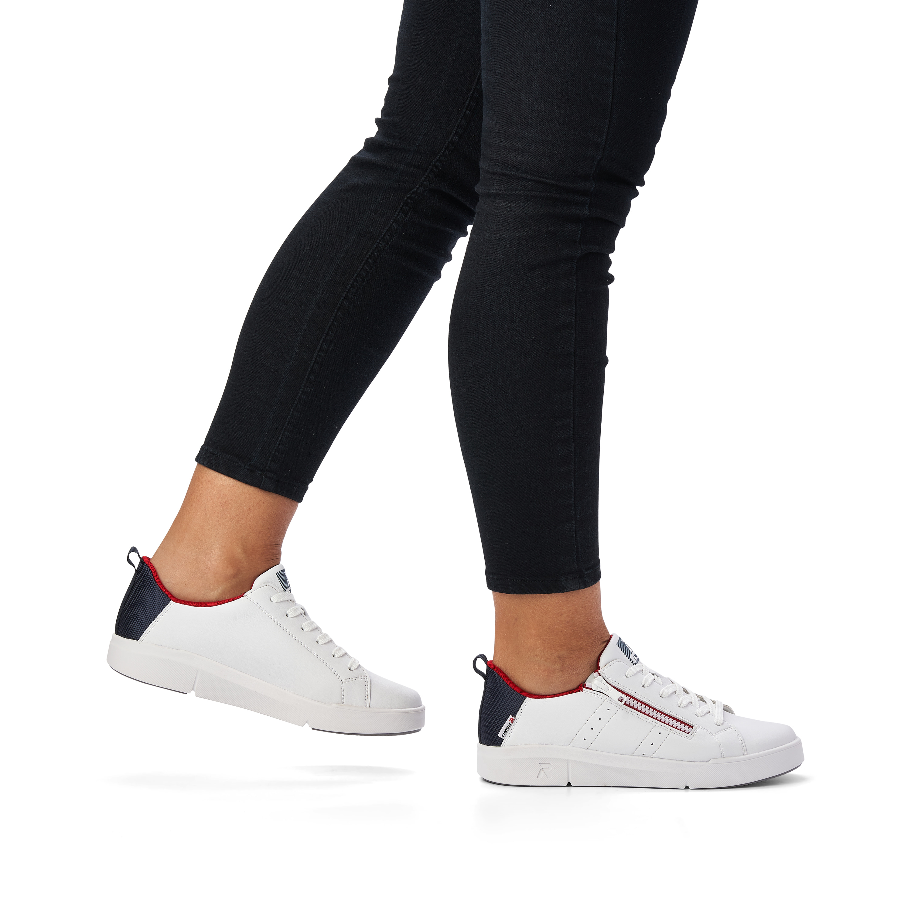 Rieker Damen Sneaker Low snow-white true-red