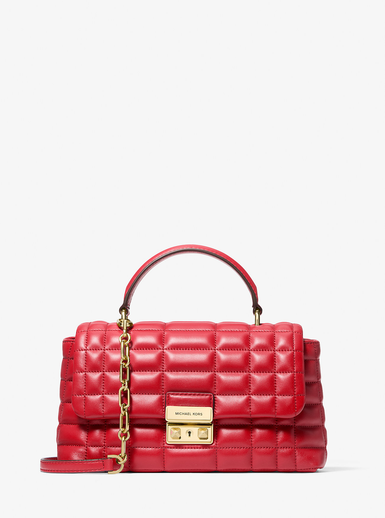 Tribeca Medium Quilted Leather Satchel - CRIMSON