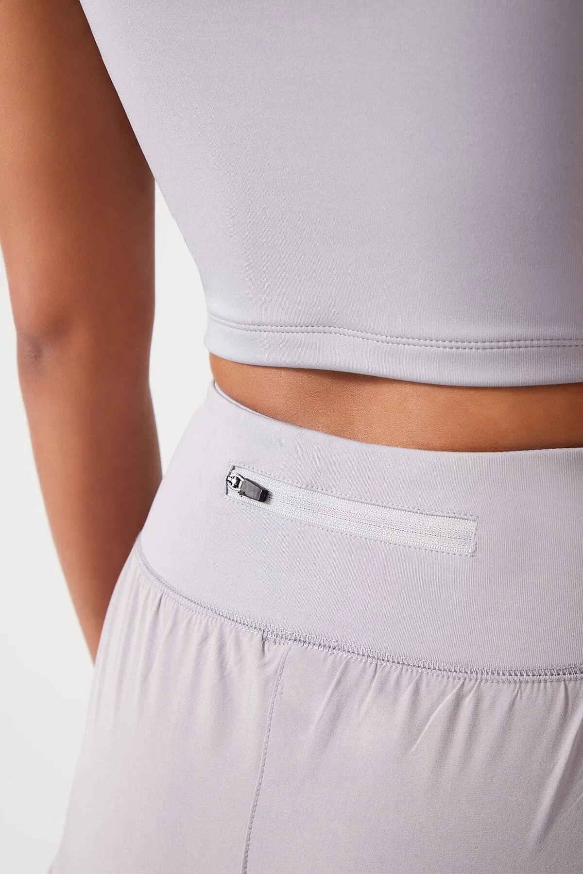 LOS OJOS  Graue 2-Lagen-Sportshorts für Damen – Strumpfhosen mit Shorts 2in1