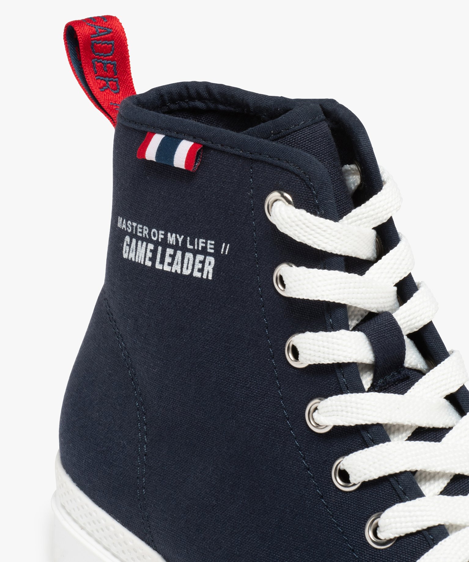 Baskets Garçon montantes en toile unie et semelle crantée marine | GEMO