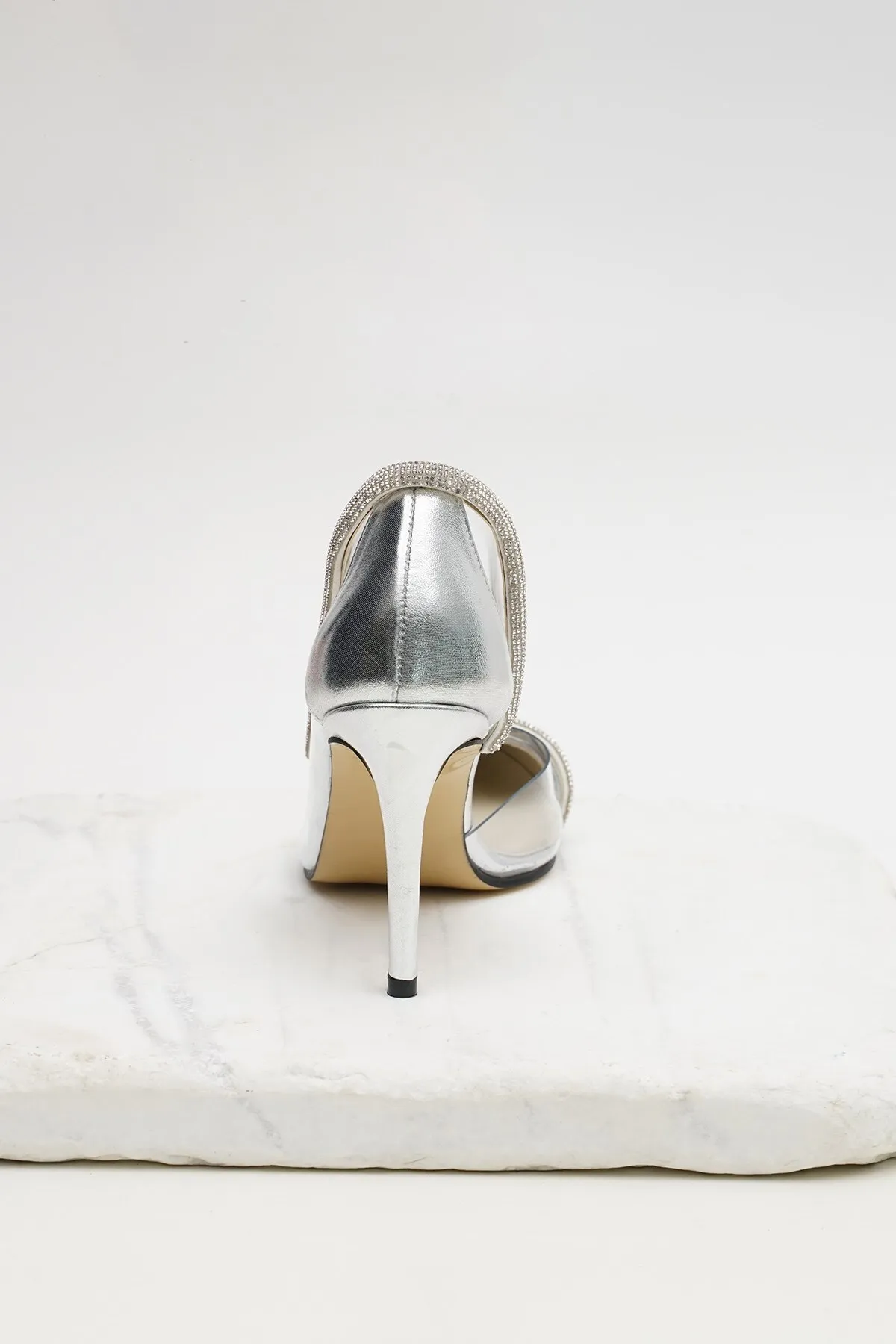 Mio Gusto  Silberfarbene Damen-Abendkleid-Schuhe mit Absatz