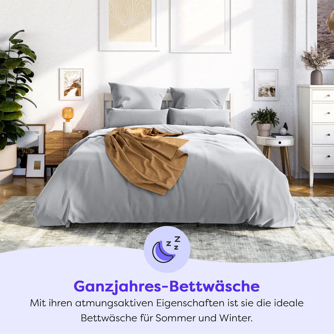 Bettwäsche Mikrofaser - Allergiker Bettwäsche einfarbig - unfassbar weich, Wolkenfeld, Mikrofaser, 4 teilig, 135x200 cm, 155x200 & 155x220 I inkl. 2x Kissenbezüge 80x80 I Uni