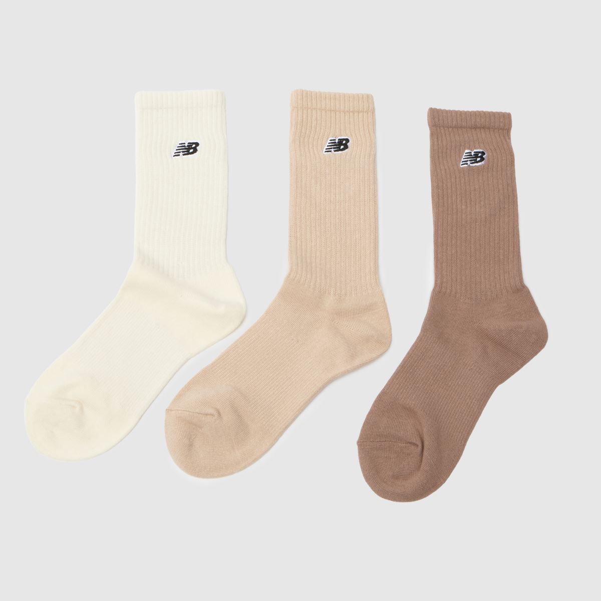 New Balance beige stickade barnstrumpor med logotyp, 3-pack
