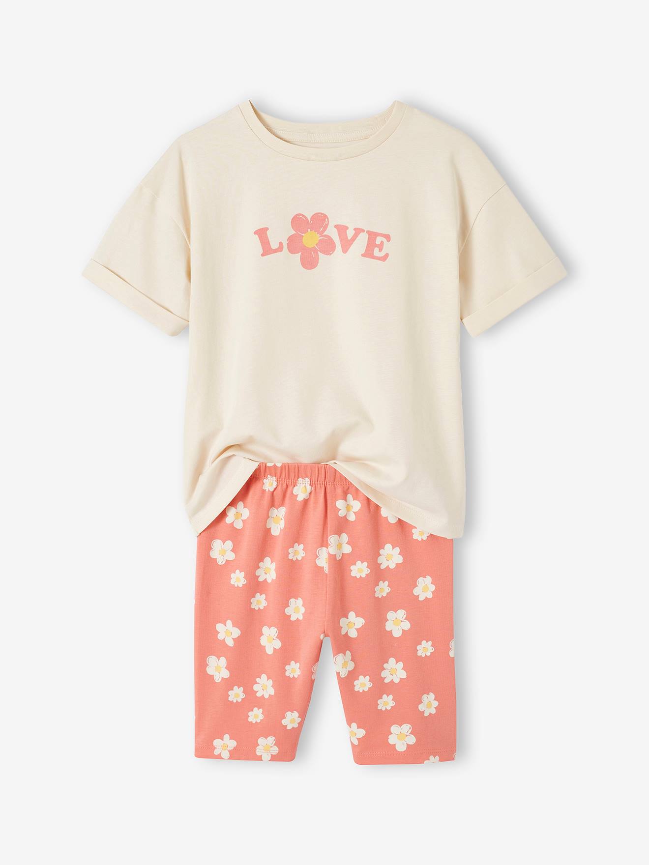 Vertbaudet Mädchen-Set: T-Shirt & Radlerhose Oeko-Tex - smaragdgrün