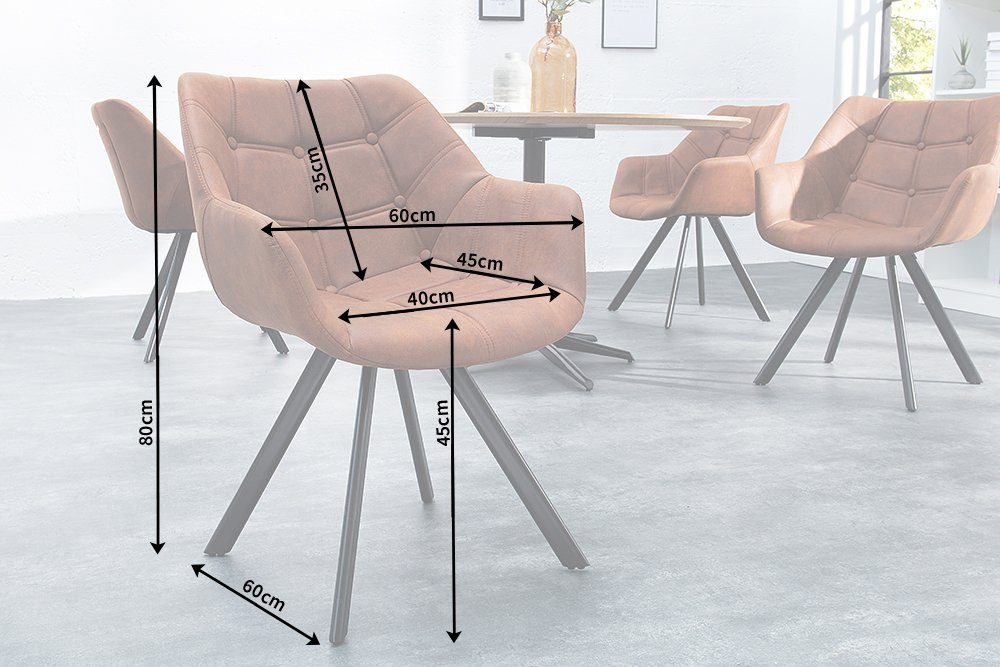 riess-ambiente Polsterstuhl THE DUTCH VARIANTENWAHL, Esszimmer · Microfaser · Metall · mit Armlehne · Retro Design
