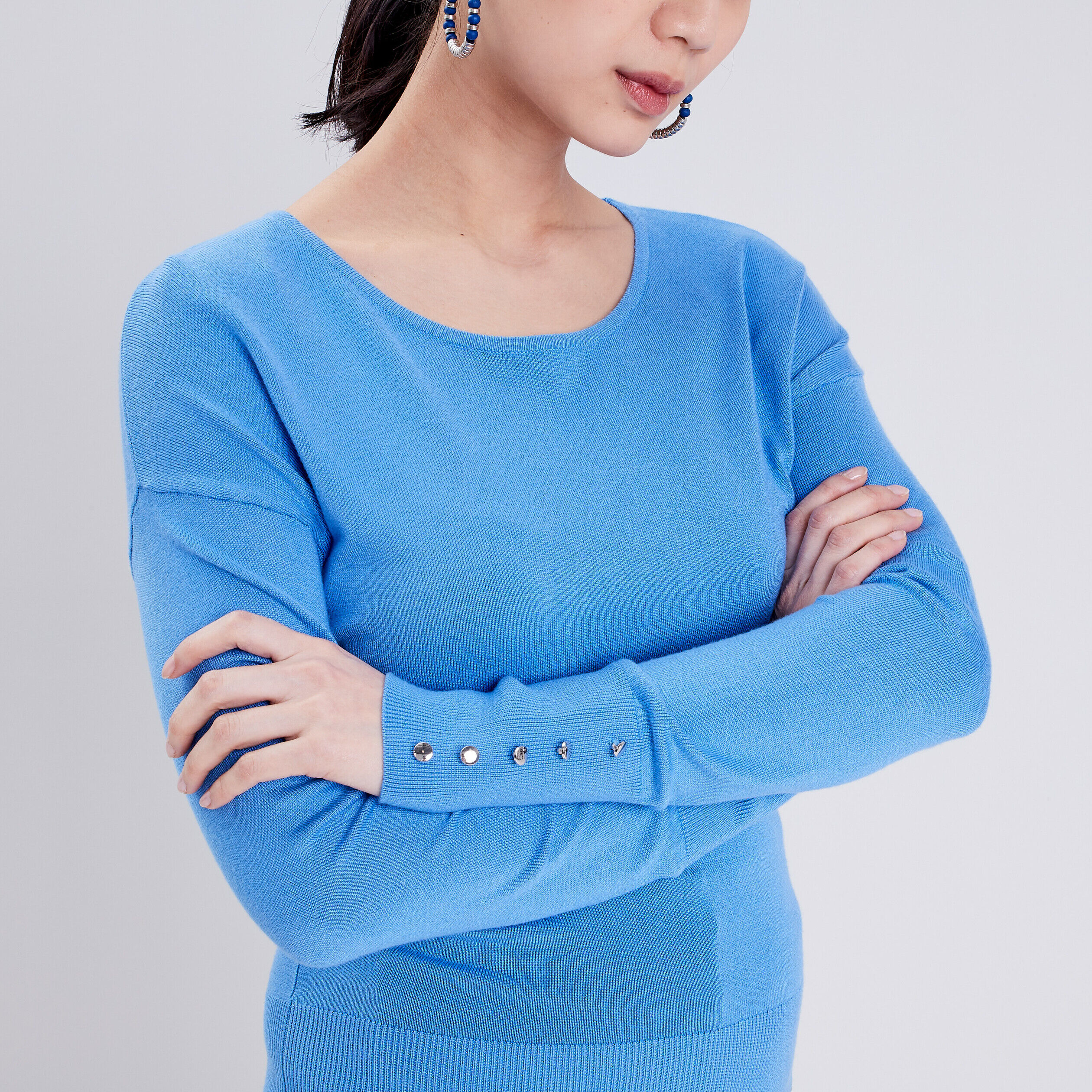 Pull avec dos ouvert bleu femme | Cache Cache