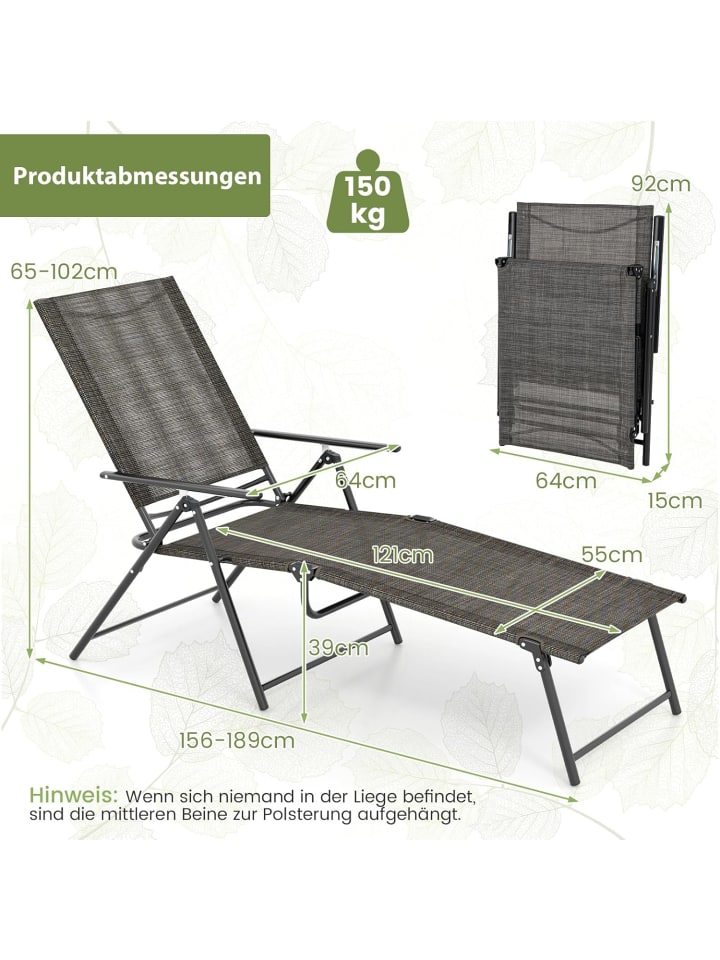 COSTWAY 2er Set Sonnenliege klappbar in Braun günstig kaufen onesize