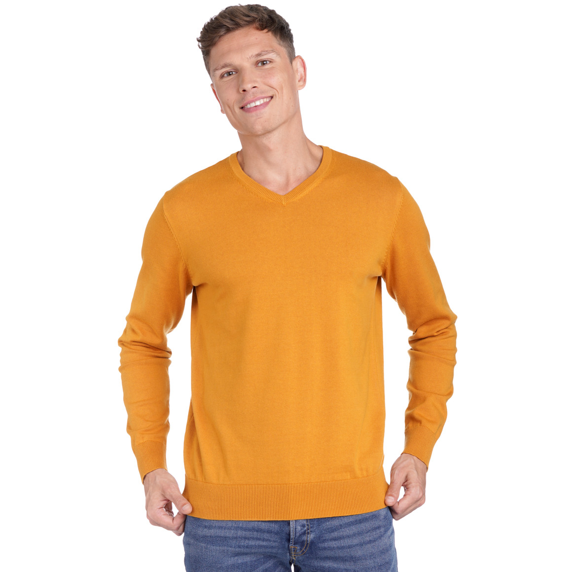 Herren Feinstrickpullover mit V-Ausschnitt