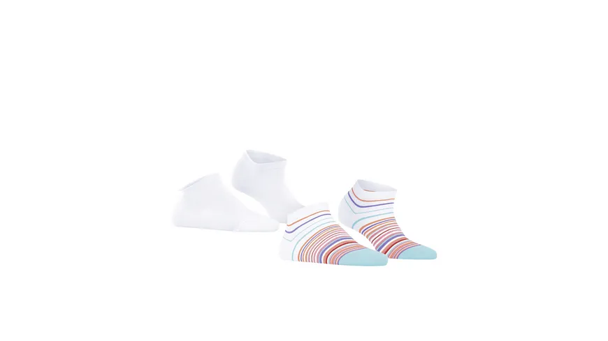 ESPRIT Damen Sneaker Socken Multi Stripe 2er Pack weiß, orange