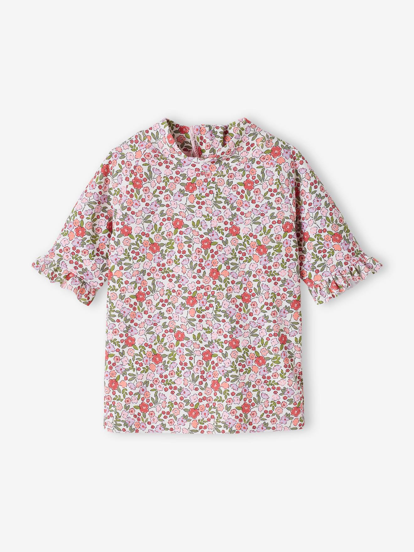 Vertbaudet Mädchen Baby-Set mit UV-Schutz: Shirt, Badehose & Sonnenhut Oeko-Tex - rosa