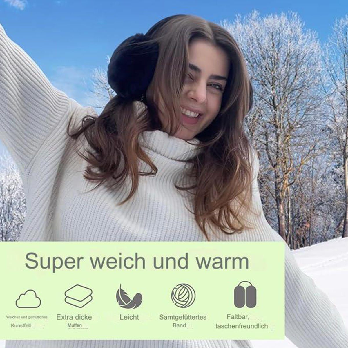 COUNJOYING Ohrenwärmer Ohrenwärmer Damen Winter Plüsch Flauschig Faltbare Ohrwärmer 2 Stück (2-St)