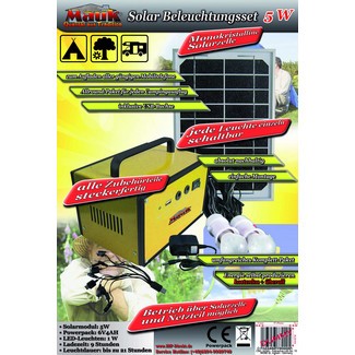 MAUK Solar 6V Beleuchtungs-Set 5Watt mit Powerpack