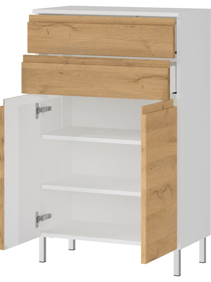 KADIMA DESIGN Kommode mit Schubladen, 60x34x97 cm, Badezimmerschrank, Weiß/Braun günstig kaufen onesize