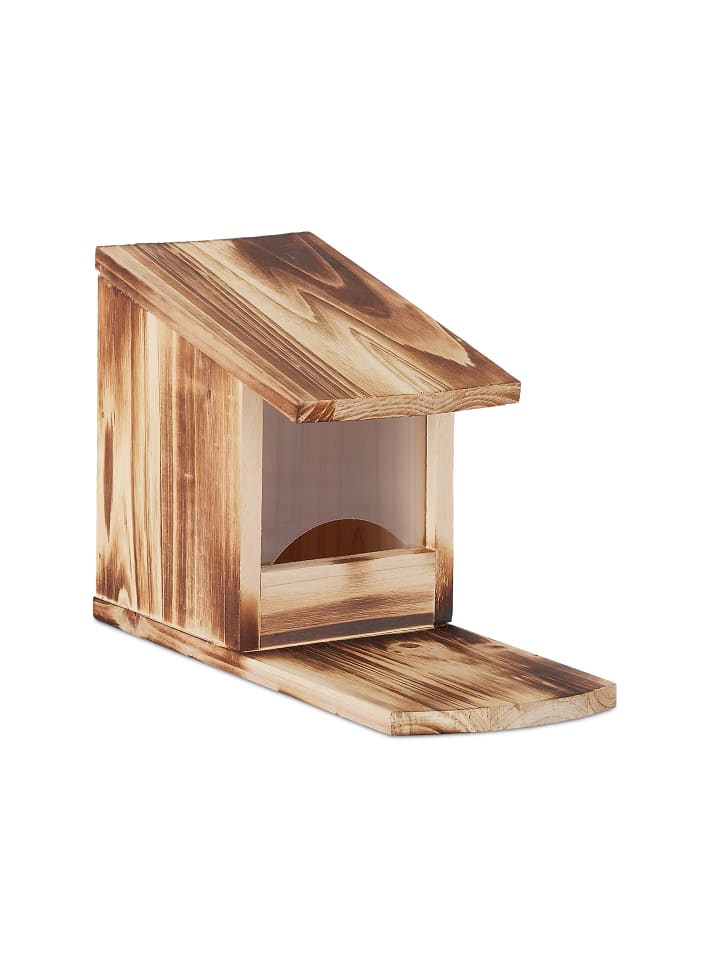 relaxdays Eichhörnchen Futterhaus in Geflammt - (B)12x (H)17,5 x (T)25 cm günstig kaufen onesize