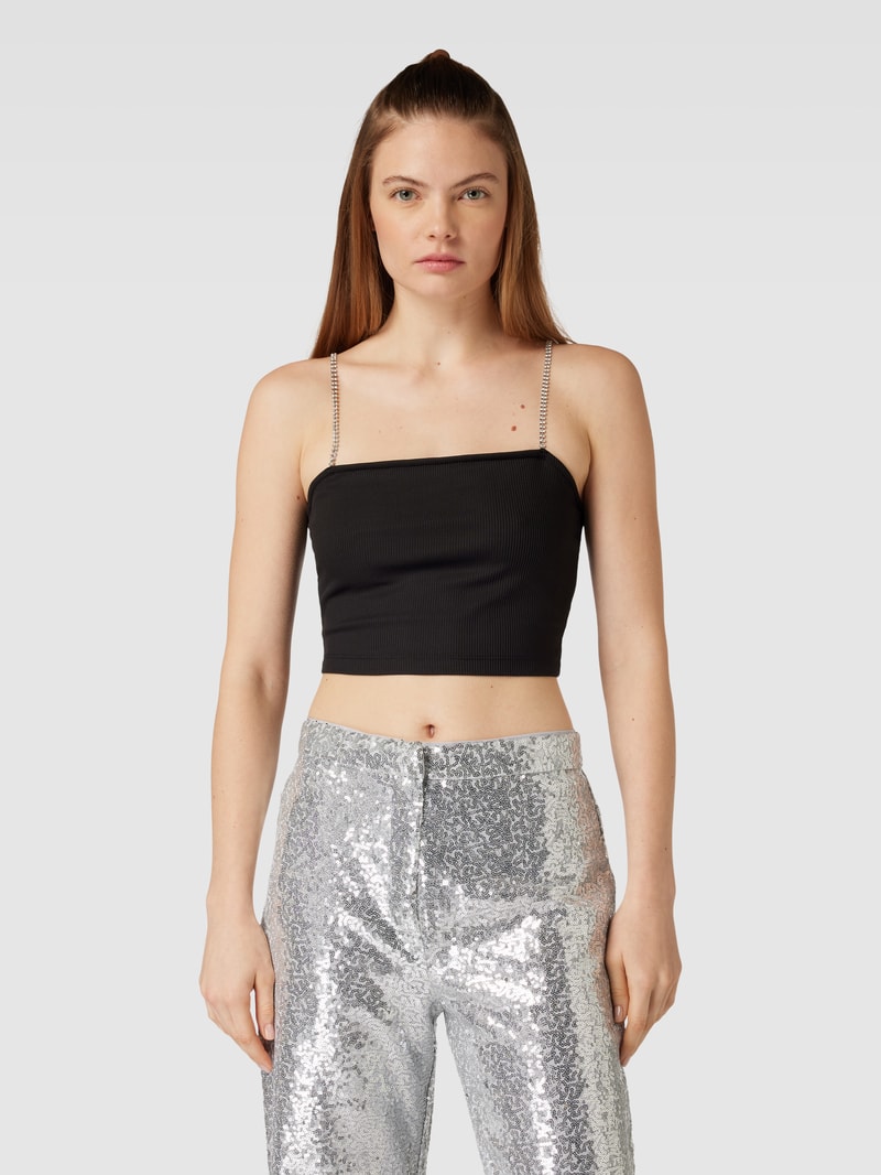 Crop Top mit Feinripp Modell 'RHINA' in black