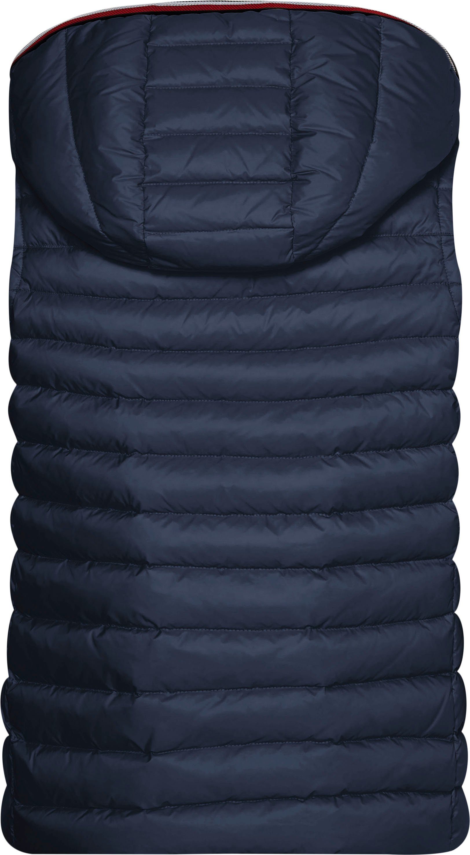 Tommy Hilfiger Steppweste HERITAGE LW VEST mit Streifen in den typischen Tommy Hilfiger Farben an der Kapuze